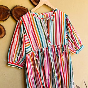 Candy Stripe Cotton Midi Dress, Summer Soft Cotton Dress, Partywear Dress, Beach Dress, Gifts For Her