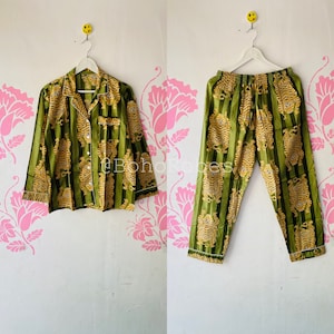 Ensemble pyjama indien pur coton, pyjama demoiselle d&#39;honneur, tenue de détente, vêtements de nuit en coton, pyjama pour femme, cadeaux pour elle