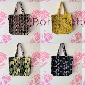 Handgemachte gesteppte Baumwolle Reversible Große Floral Einkaufstasche Umweltfreundliche nachhaltige robuste Lebensmittelgeschäft Einkauf handgemachte Boho Tasche