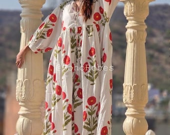 Floral Printed Cotton Kyra Midi Dress : Boho Summer Dress