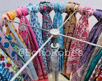Hand Block Print Cotton Scarf: Indian Sarong Beach Cover-Up