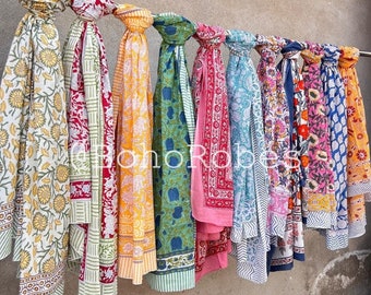 Hand Block Print Cotton Sarong: Lightweight Beach Cover-Up