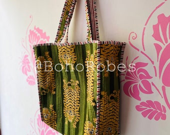 Handmade Quilted Cotton Tote Bag: Vintage Floral Beach Bag - Etsy