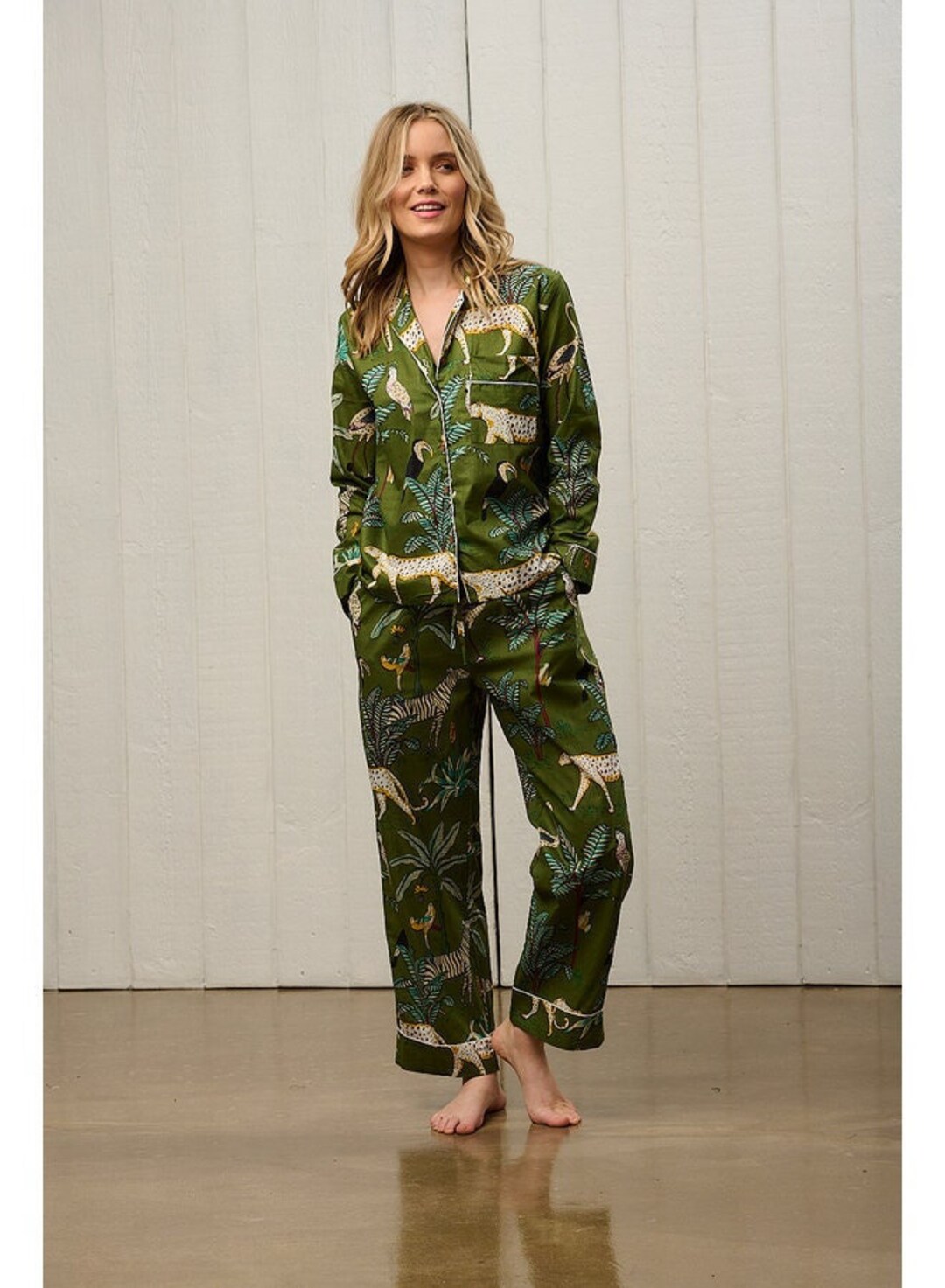 ANIMAL GREEN SHORT SLEEVE PYJAMA SET - GREEN