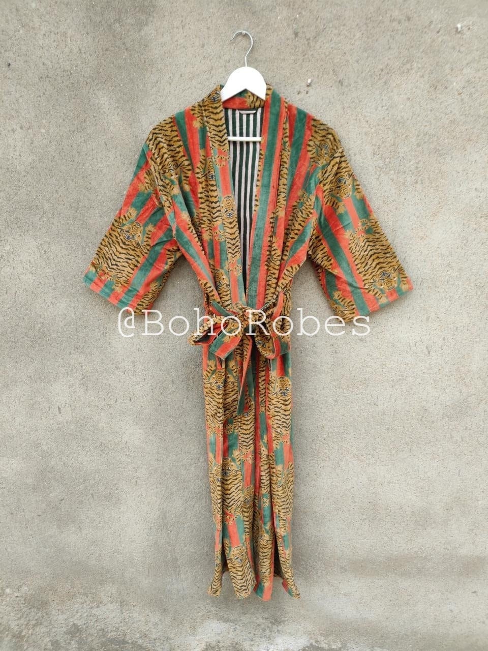 Mai Coton Imprimé Velours Kimono Handmade Cadeau Élégant Classic Grande