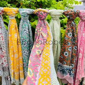 Floral Cotton Voile Scarf: Lightweight Beach Sarong Wrap