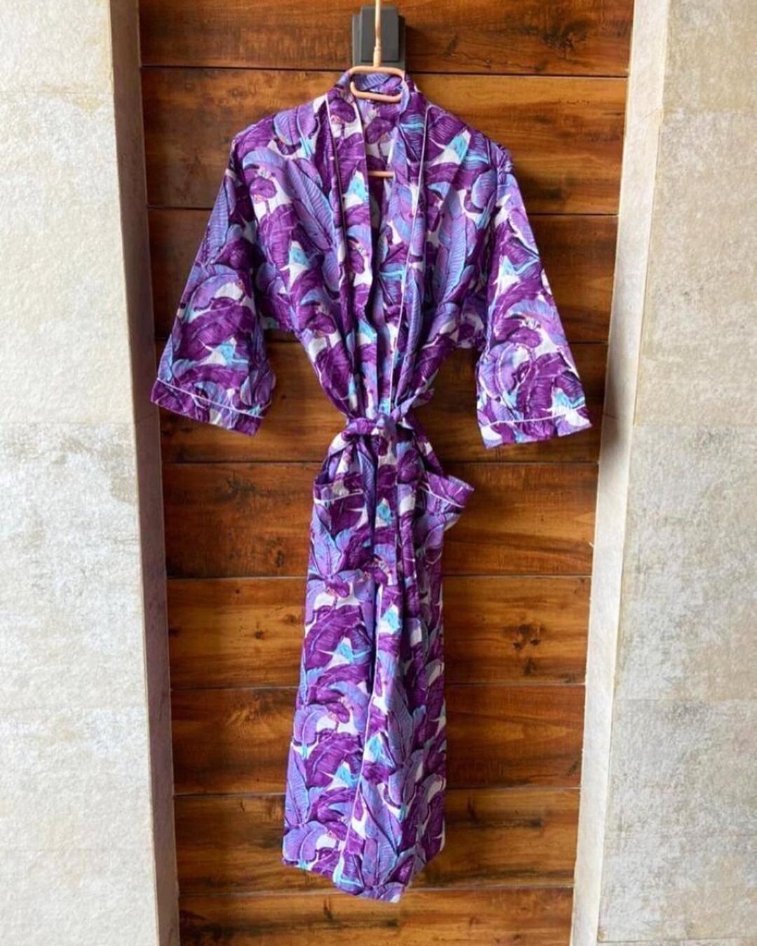 Purple 100% Cotton Kimono, Indian Kimono Robe, Getting Ready Robe ...