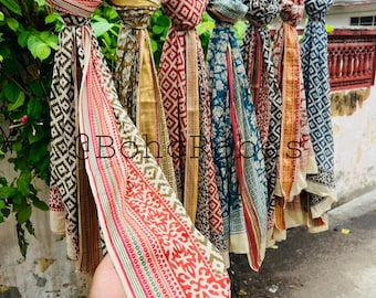 Block Printed Cotton Sarong: Zari Beach Wrap, Fashion Scarf