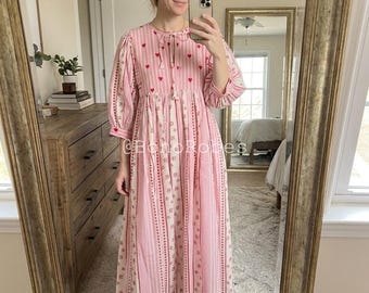 Hand Block Print Cotton Midi Dress: Bohemian Summer Dress