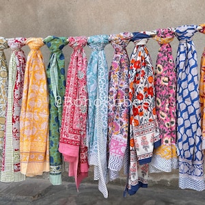 Indian Block Printed Sarong, Beach Cover up, Soft Voile Scarf, Gifts For Her