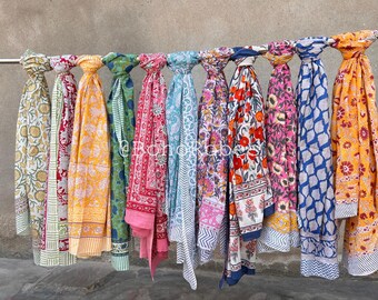 Indian Block Printed Sarong, Beach Cover up, Soft Voile Scarf, Gifts For Her