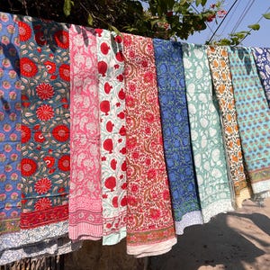 Wholesale Block Print Women&#39;s Sarongs, Beach Wrap Scarves In Cotton, Indian Soft & Breathable Sarongs, Gift for Her