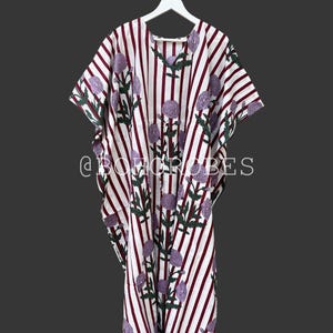 Cotton Kaftan: Striped Animal Print Boho Resort Wear