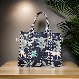 Quilted Cotton Tote Bag, Large Grocery Shopping Bag, Travel Bag, Gifts For Her