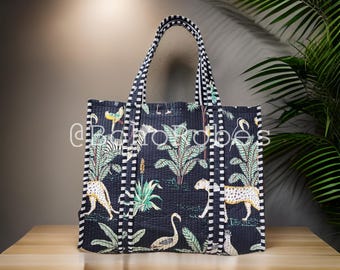 Quilted Cotton Tote Bag: Large Printed Travel Bag