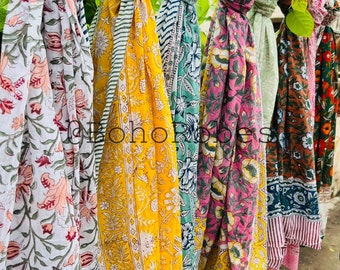 Hand Block Printed Cotton Sarong: Soft Summer Beach Cover-Up