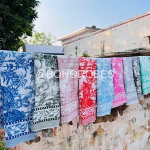Cotton Beach Sarong Indian Hand Block Print Beach Sarongs Soft Voile Fabric Summer Pareo Gift for Her