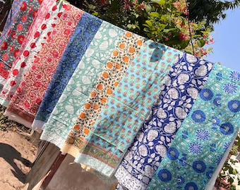 Hand Block Print Cotton Beach Sarong: Soft Voile Pareo