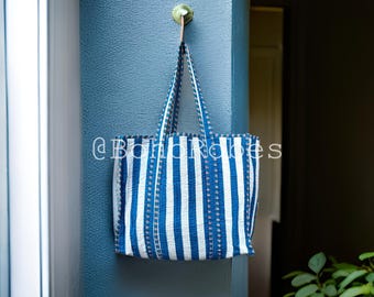 Printed Cotton Tote Bag: Large Quilted Travel Bag
