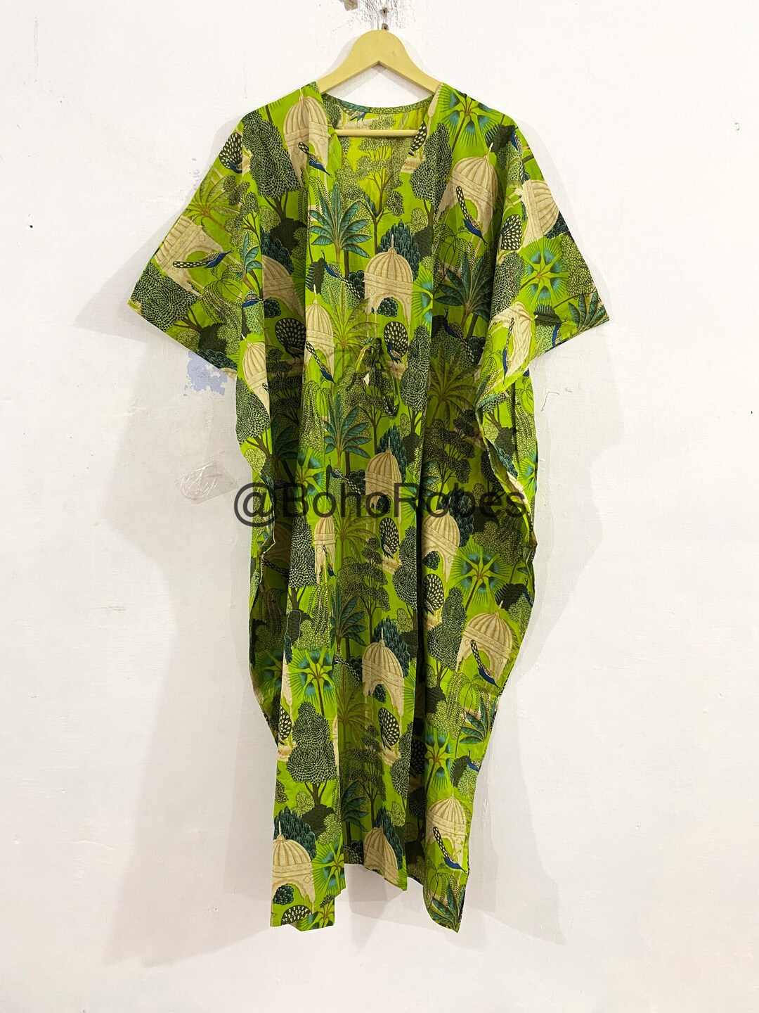 h&m kaftan dress green GATHERED VISCOSE JERSEY KAFTAN DRESS IN EMERALD | CULT MIA