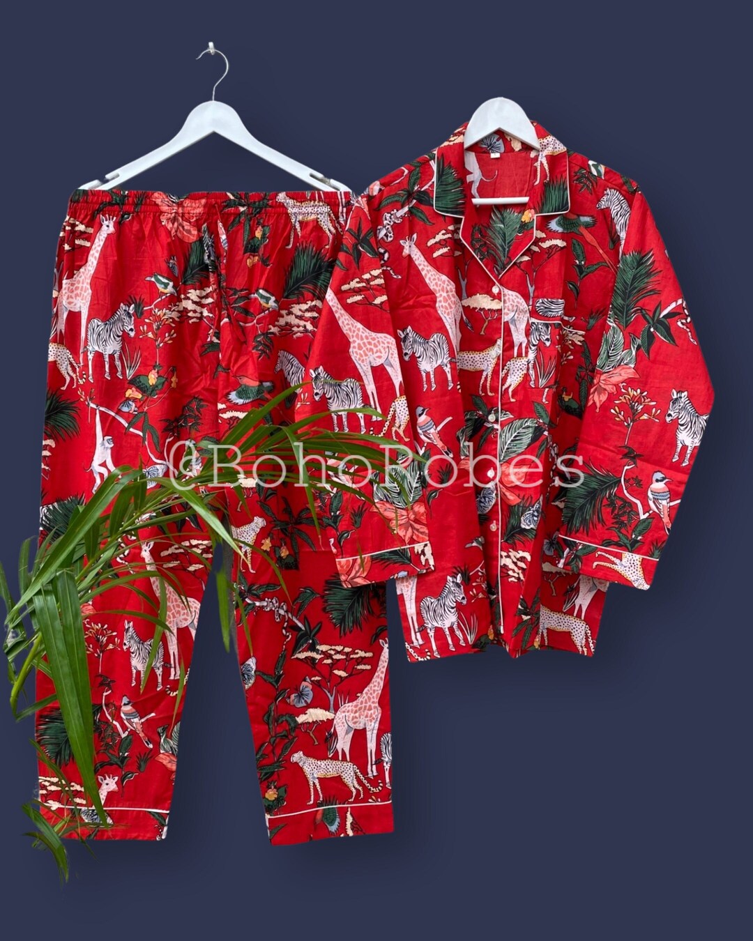 Woman Cozy Cotton Pajamas Ladies Pajama Set Floral Pattern Pjs Set Party Bridesmaid Pjs Sets