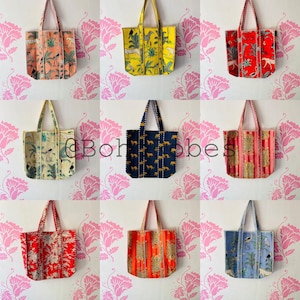 Gesteppte Tote-Umhängetasche Baumwolle handgefertigte Blumen umweltfreundliche nachhaltige Tasche, Yoga-Einkaufsstrandkünstler Boho-Wochenendtasche Einkaufstasche