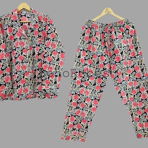 Ensemble pyjama fleuri en coton doux pour femme, pyjama de demoiselle d&#39;honneur, ensemble de salon, vêtements de nuit en coton, cadeaux pour elle