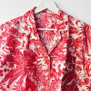 Pink Floral Cotton PJ Set, Bridesmaid Pajamas, Lounge Set, Night Wear ...