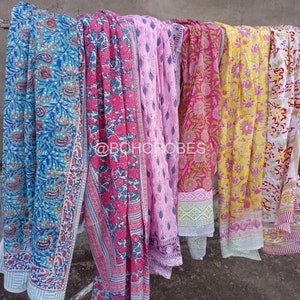 Indian Hand Block Print Cotton Scarf Beach Sarongs Soft Voile Summer Pareo Assorted Wholesale Lot
