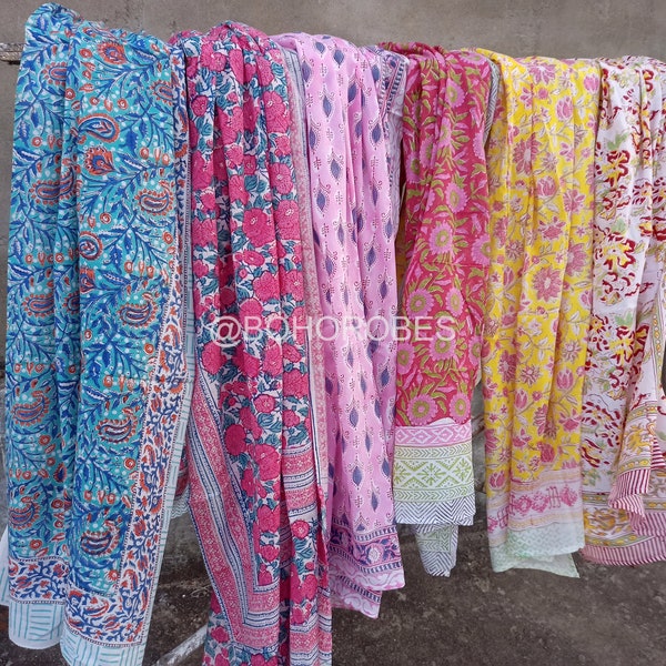 Indian Hand Block Print Cotton Scarf Beach Sarongs Soft Voile Summer Pareo Assorted Wholesale Lot
