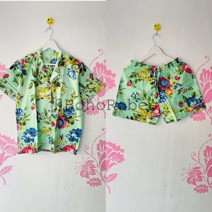 Women Floral Short Pj Set, Pure Cotton Pajama Set, Bridesmaid Pajamas, Sleepwear, Birthday Gifts