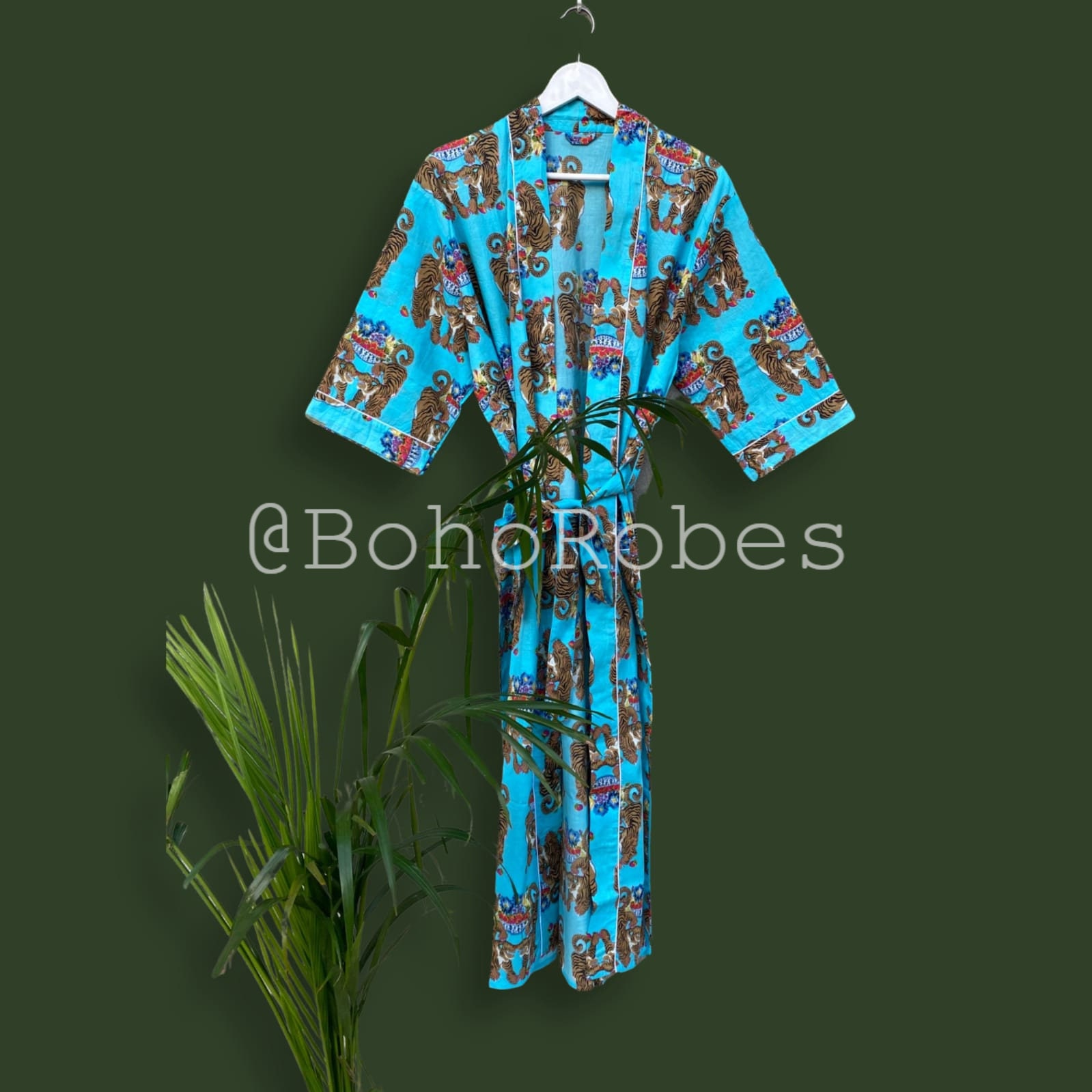 Accappatoio Lungo In Cotone Indiano Kimono Pigiama Stampa Floreale Pesca Accappatoio Lungo In Cotone Indiano Kimono Pigiama Stampa Floreale Pesca
