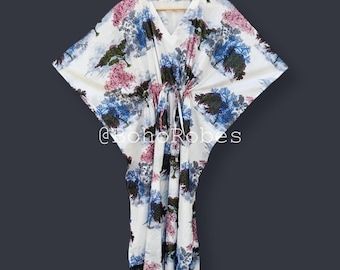 Bellissimo caftano con stampa di piante, vestaglia, pigiama, regalo per la fidanzata