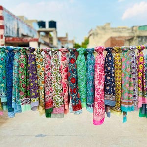 Wholesale Lot Of Block Print Women's Sarongs, Beach Wrap Scarves In Cotton, Indian Soft & Breathable Sarongs, Gift for Her