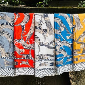 Wild Cats Printed Beach Cover Up, Beach Wrap Sarong, Soft Cotton Scarf, Womens Pareo, Gifts For Her