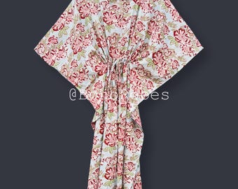 Kaftano con stampa floreale unica, pigiama, abbigliamento da notte da donna, regalo per damigella d'onore