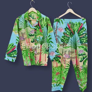 100% Pure Cotton Pajama Set, Printed Pj Set, Night Suit, Women&#39;s Sleepwear, Matching Pajama & Shirt, Summer Wear Set, Anniversary Gift