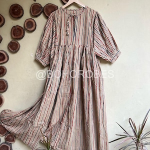 Indian Hand Block Print Kyra Midi Dress | Bohemian Cotton Dress | Dresses for Women | String Closer Dress