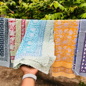 Hand Block Printed Cotton Scarf: Indian Summer Beach Sarong