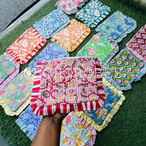 Monedero de algodón hecho a mano, bolsa acolchada para tarjetas y monedas, organizador de joyas, regalos para ella, lote variado