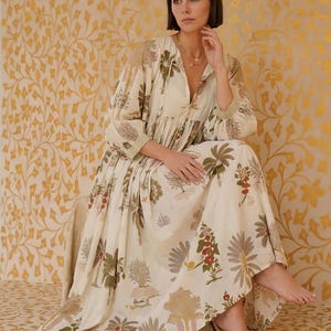 Hand Block Print Cotton Midi Dress: Bohemian Kyra Style