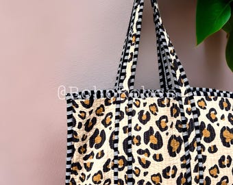 Quilted Cotton Tote Bag: Large Printed Shopping Bag