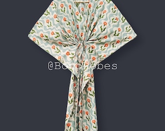 Bellissimo caftano in cotone stampato, pigiama estivo, regalo per la fidanzata