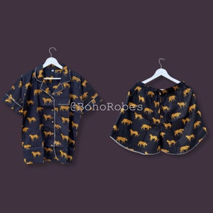 Wild Animal Print Shorts Set, Bridesmaid Shorts, Indian Hand Made Soft  Cotton PJ's Set, Women's Night Outfit, Women's Clothing,