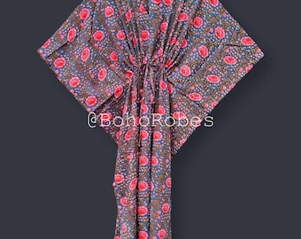 Kaftano in cotone con stampa floreale, pigiama, abbigliamento femminile, pareo bikini, regalo per la fidanzata