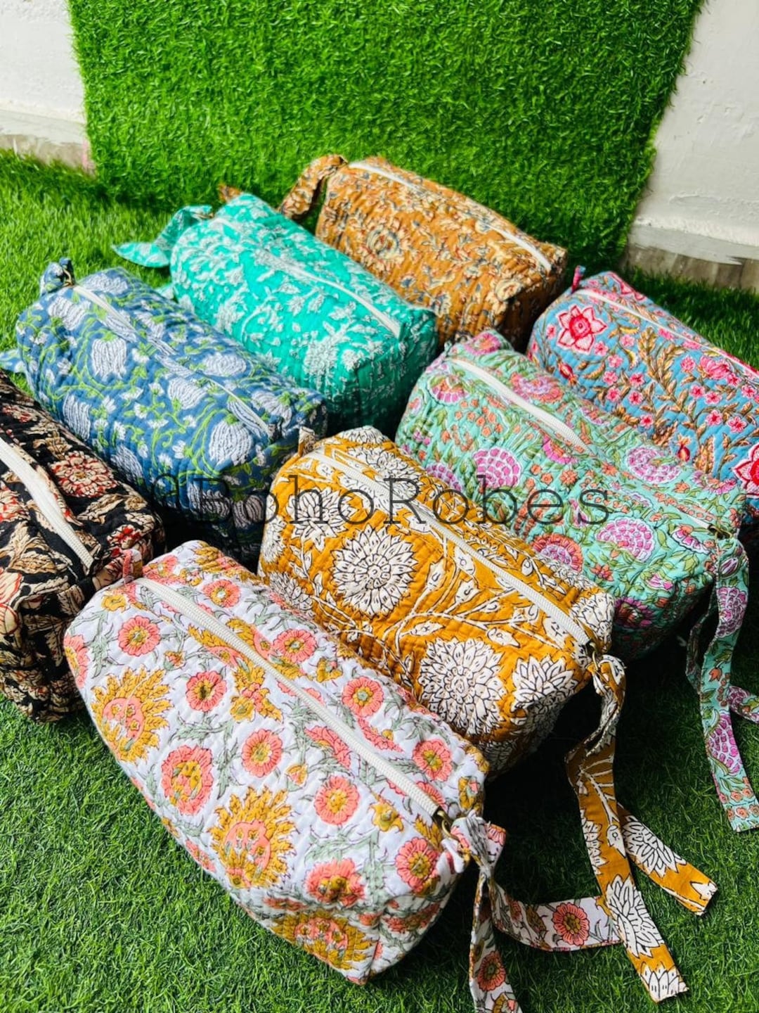 Buy Indian Block Print Toiletry Bag: Quilted Cotton Cosmetic Travel Pouch  Online in India
