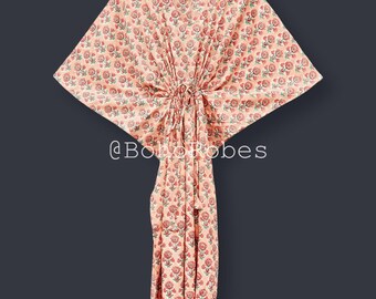 Kaftano con stampa floreale, pigiama da donna, abito caftano, regalo per damigella d'onore