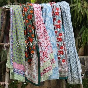 Wholesale Indian Hand Block Print Cotton Scarf Beach Sarongs Soft Voile Summer Pareo Assorted Lot