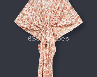 Kaftano con stampa floreale, copricostume da spiaggia, abbigliamento femminile, pigiama, regalo per damigella d'onore