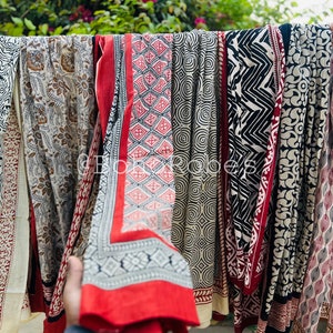 Hand Block Print Cotton Scarf: Indian Voile Beach Sarong
